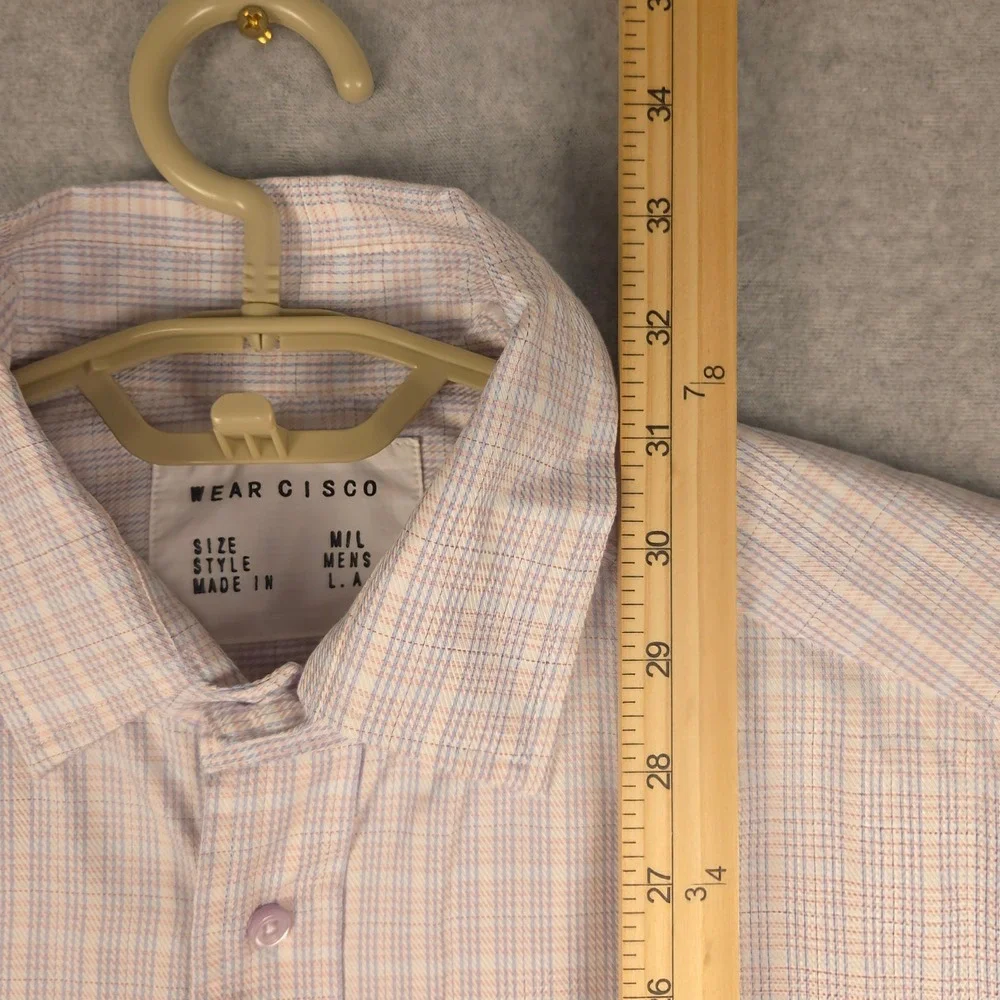 Wear Cisco M/L Mens Shirt Plaid‎ Long Sleeve Wrap Casual Dress Shirt